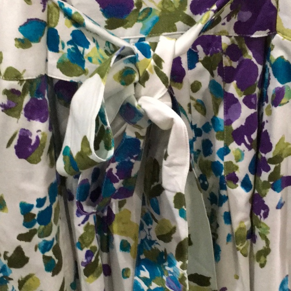 JONES OF NEW YORK FLORAL  LINED CAP SLEEVELESS  FIT&FLAIR DRESS - Picture 9 of 16